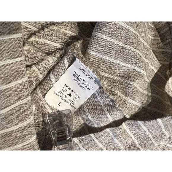 Large Hayden Brand NWT Brown White‎ Stripped Cotton Guazy Casual Sheath Dress - Picture 6 of 6